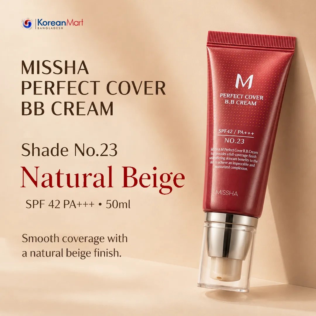 2026/09/1000031380.jpg Missha M Perfect Cover BB Cream SPF 42 shade No.23 (Natural Beige) - 50ml - Image 1