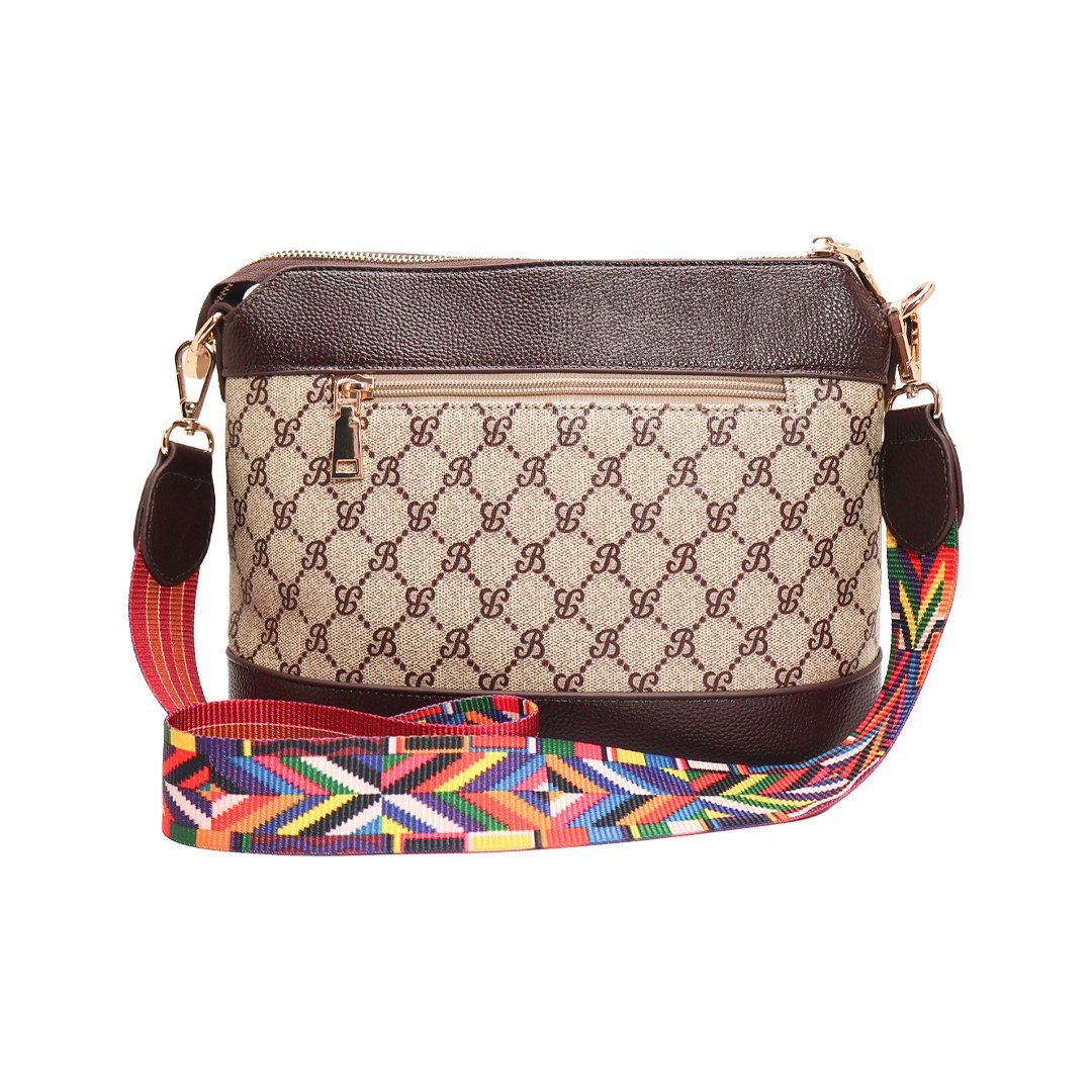 2026/09/1000032597.jpg Women Crossbody Shoulder Bag With Color Strap + ( Chocolate Colour ) - Image 1
