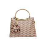 Premium Pattern Women Handbag With Metal Handle+ ( Brown Colour )