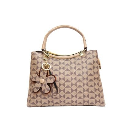 Premium Pattern Women Handbag With Metal Handle+ ( Brown Colour )