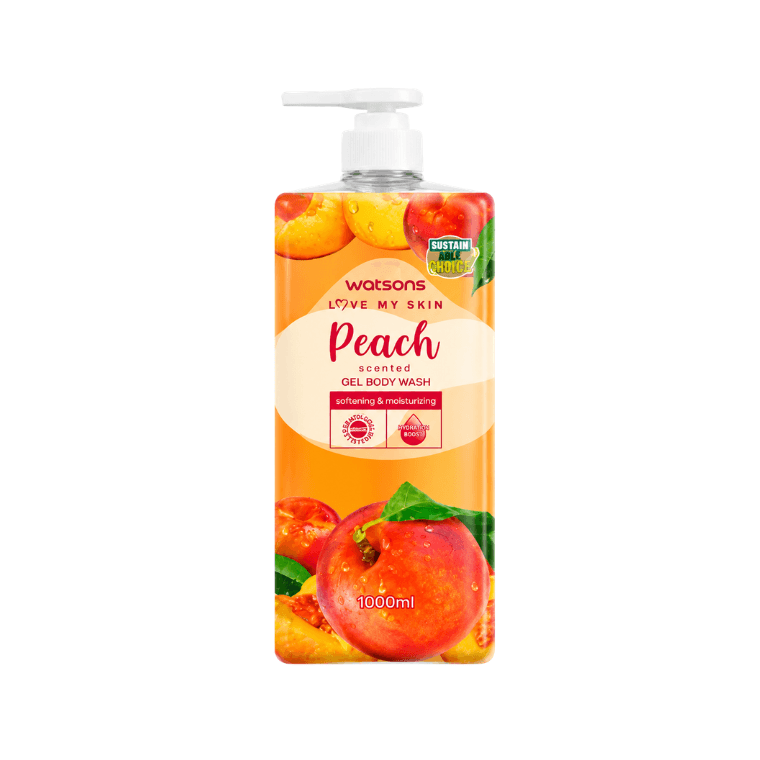 2026/09/1000033043.png Watsons Love My Skin Peach Scented Gel Body Wash (1000ml) - Image 1