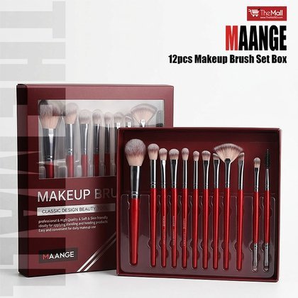 2026/09/1000033269.jpg Maange 12pcs Makeup Brush Set Box - Red - Image 1