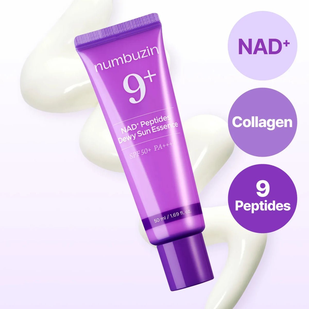 2026/09/1000033406.jpg Numbuzin No.9 NAD+ Peptides Dewy Sun Essence SPF50+ - Image 1