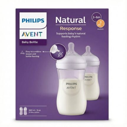 Philips Avent Natural Response Baby Bottle 3-6m, Flow 3 teat, 2 piece (260ml)