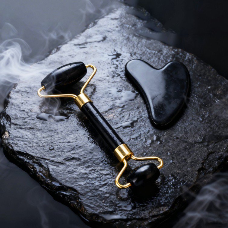 2026/09/1000033950.jpg Jade Roller Gua Sha Set - (Black Colour) - Image 1